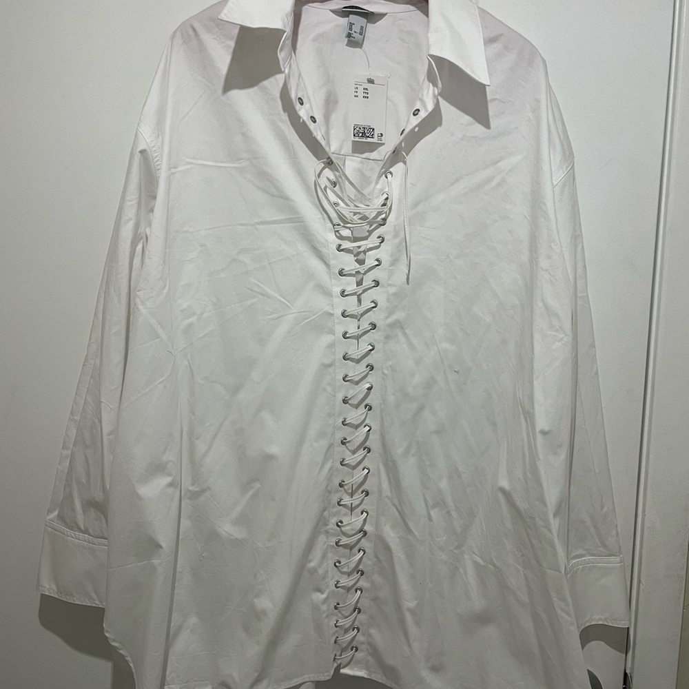 White Lace-Up Shirt
